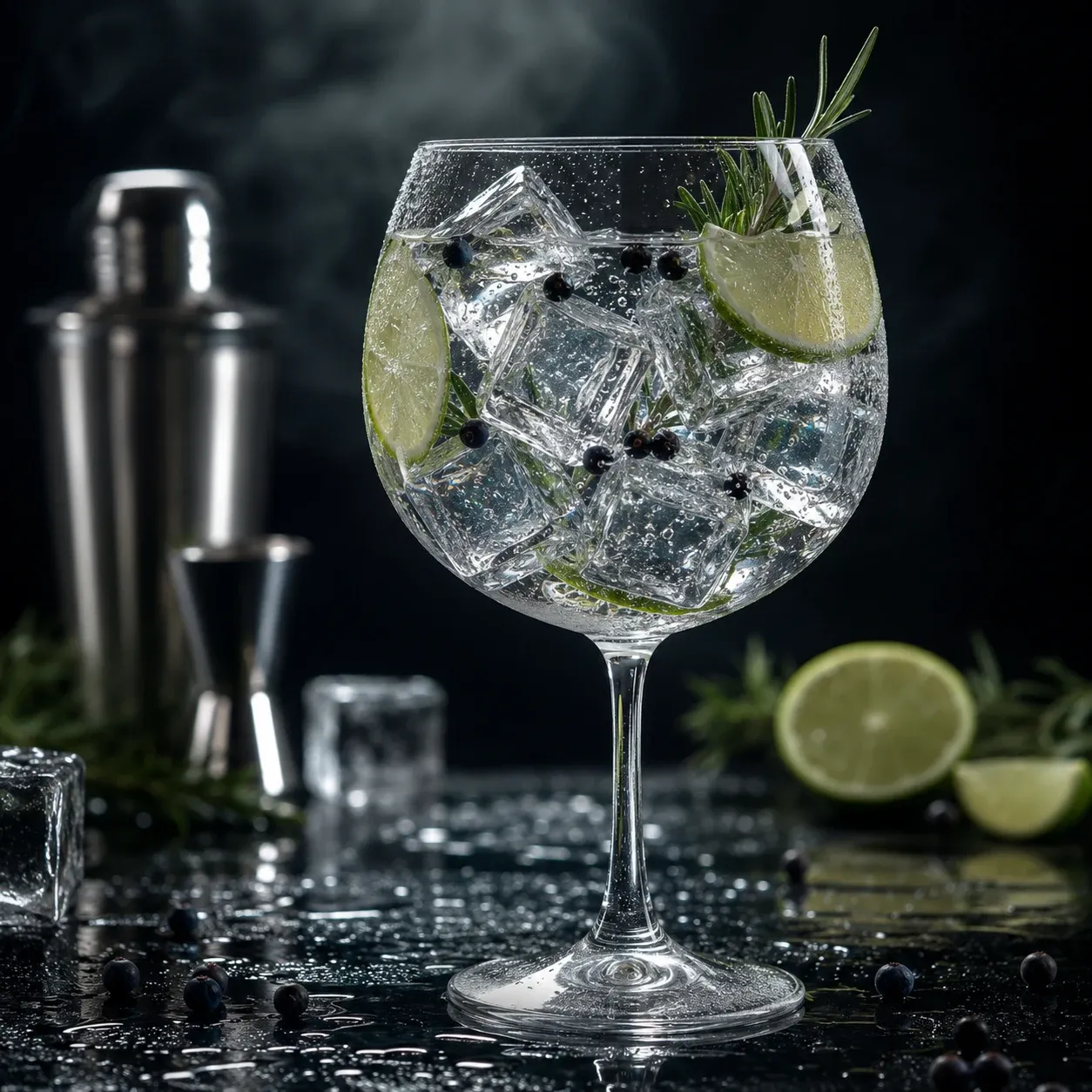 Copo de cocktail com gelo em cubos