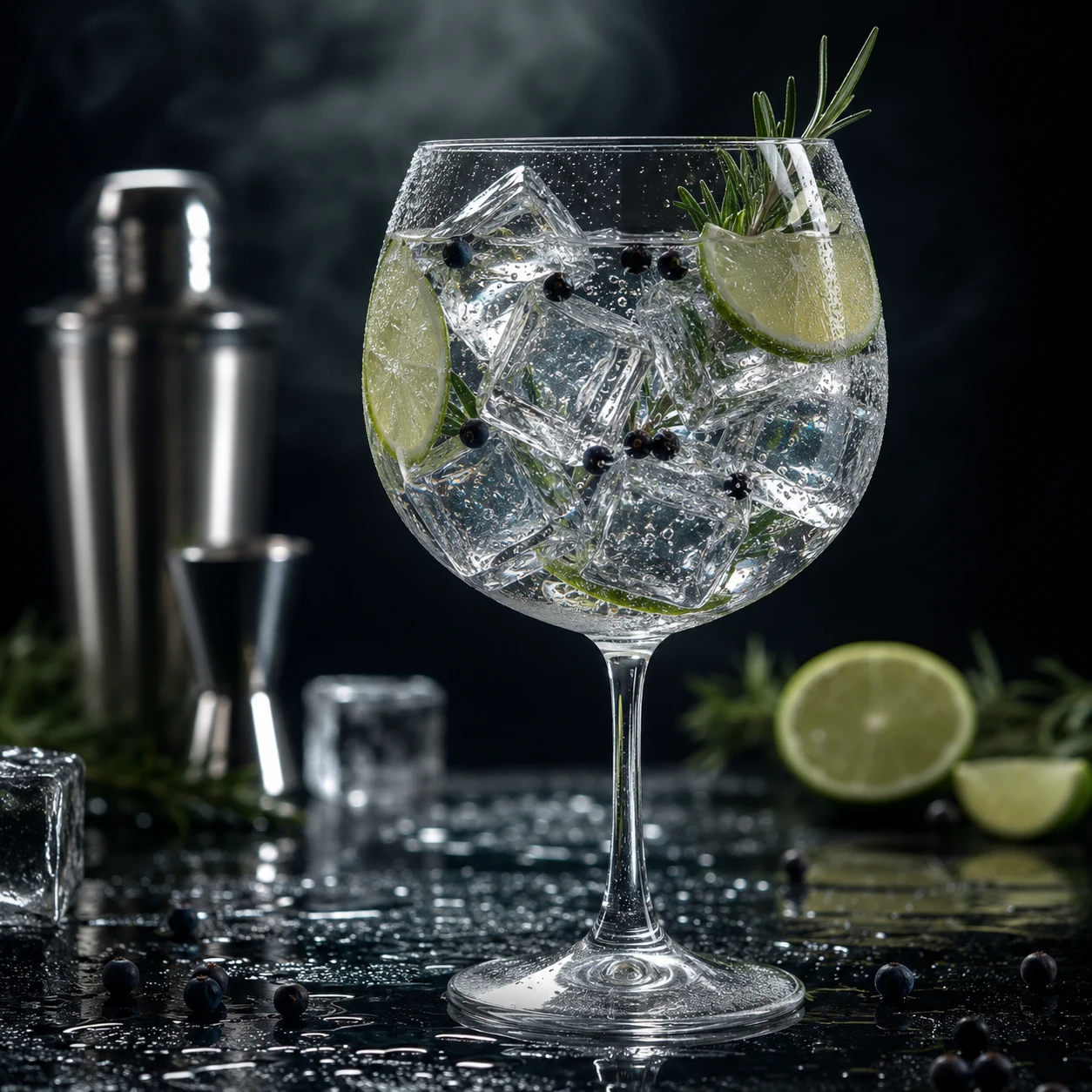 Copo de cocktail com gelo em cubos