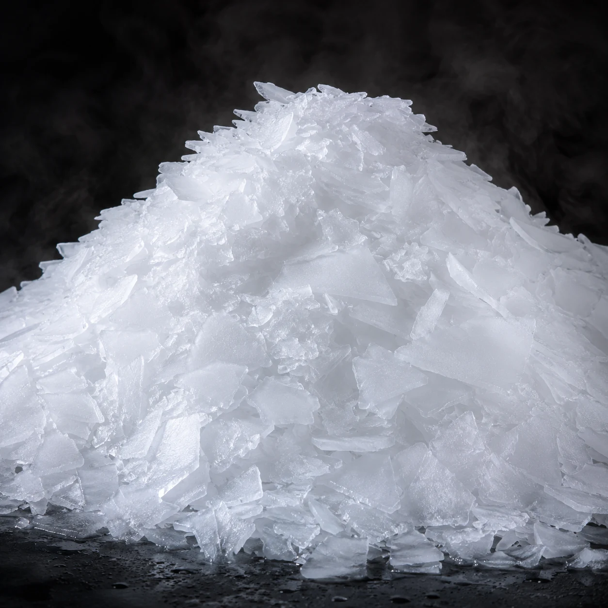 Pilha de gelo laminado sobre superfície escura